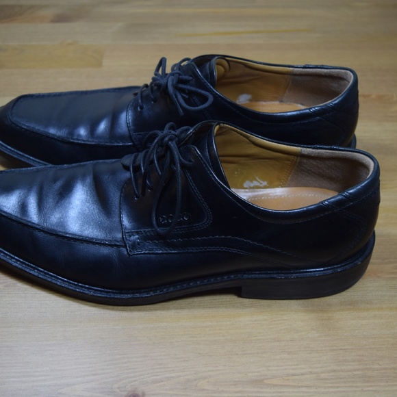 ECCO Men's Black Leather Lace Up Dress Shoes 46 12 - Picture 4 of 8